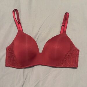 Auden Deep Red Wireless Lace Bra
